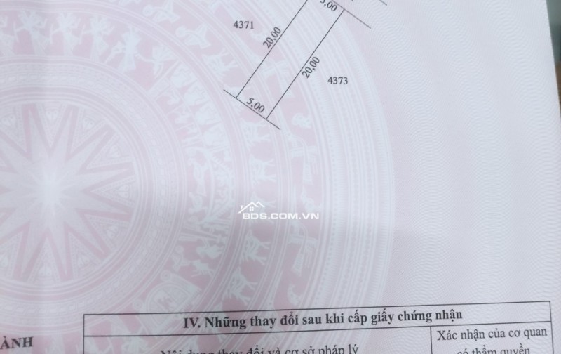 Nền đẹp hướng Đông Bắc dt 5x20 đường số 10 kdc Đông Phú. Hỗ trợ vay ngân hàng.